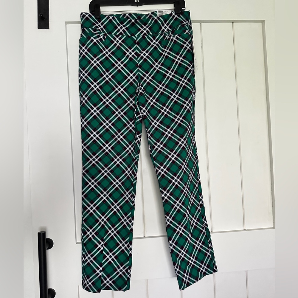 Kim Rogers Green Plaid Ankle Pants